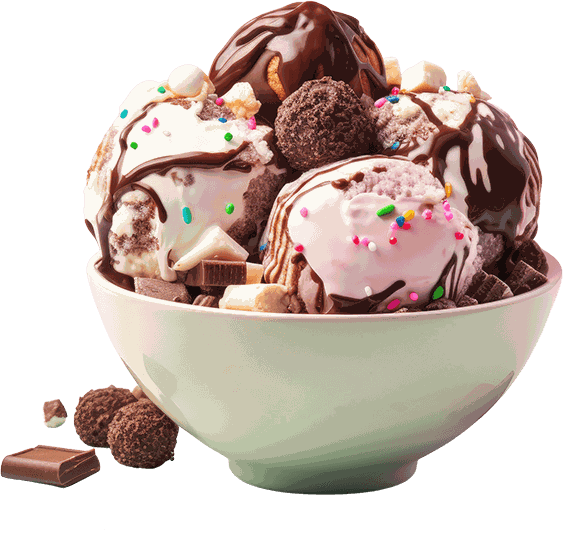 Eisbecher mit Schokolade