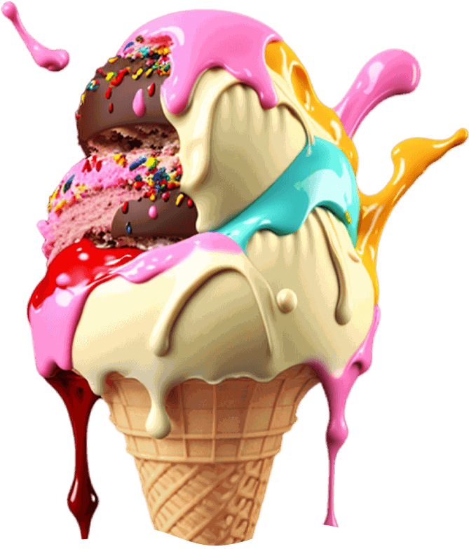 Eiswaffel mit bunten Sorten